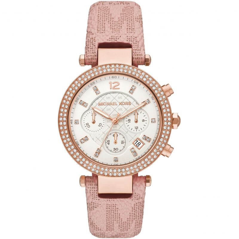 Michael kors pink leather hotsell strap watch