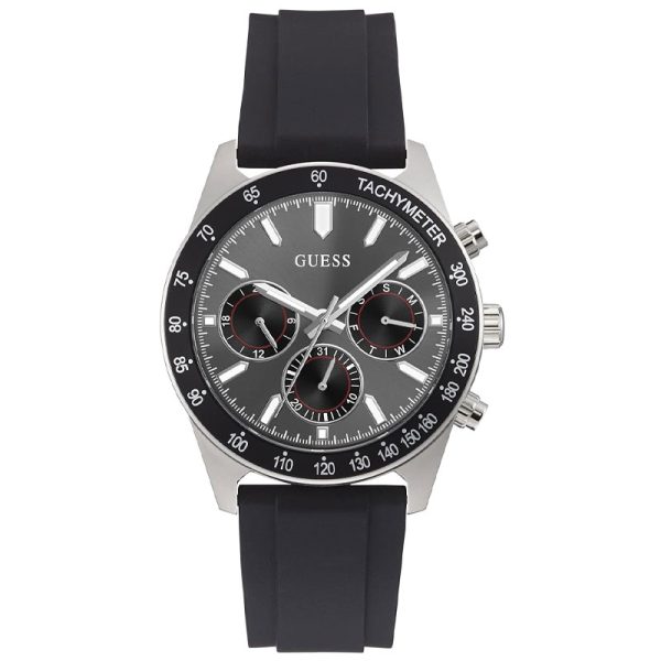 Guess Men’s Quartz Black Silicone Strap Black Dial 42mm Watch GW0332G1