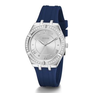Guess Women’s Quartz Blue Silicone Strap Silver Dial 36mm Watch GW0034L5