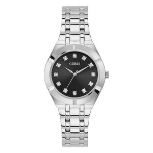 Guess Women’s Quartz Silver Stainless Steel Black Dial 36mm Watch GW0114L1