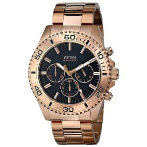 Guess Men’s Quartz Rose Gold Stainless Steel Black Dial 44mm Watch W0170G3