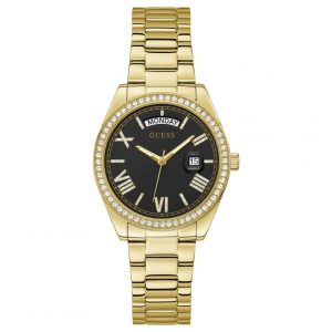 Guess Women’s Quartz Gold Stainless Steel Black Dial 36mm Watch GW0307L2