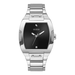 Guess Men’s Quartz Silver Stainless Steel Black Dial 43mm Watch GW0387G1