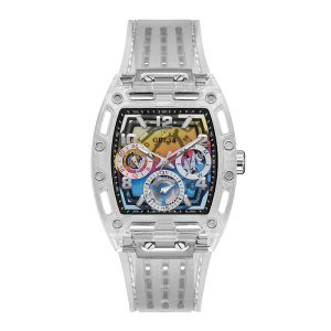Guess Men’s Quartz White Silicone Strap Multi Colour Dial 44mm Watch GW0499G3