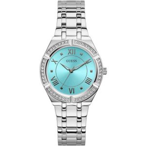Guess Women’s Quartz Silver Stainless Steel Turquoise Color Dial 36mm Watch GW0033L7