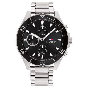 Tommy Hilfiger Men’s Quartz Silver Stainless Steel Black Dial 46mm Watch 1791916