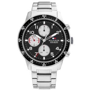 Tommy Hilfiger Men’s Quartz Silver Stainless Steel Black Dial 44mm Watch 1791950