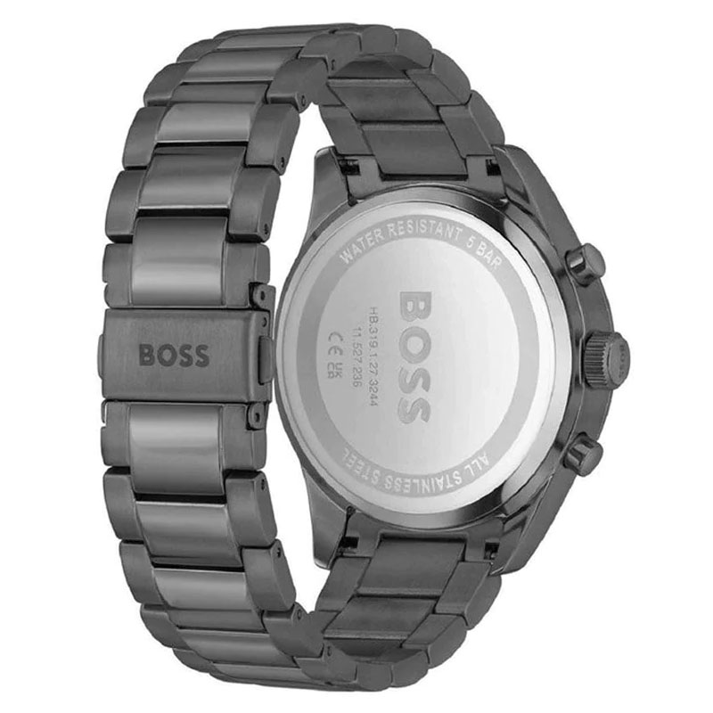 Boss Watch 44mm Dial Men\'s Hugo Steel Stainless Grey Grey 1513991 Quartz –