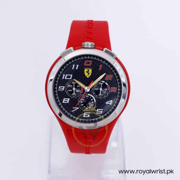 Ferrari Men’s Quartz Red Silicone Strap Black Dial 48mm Watch 0830101