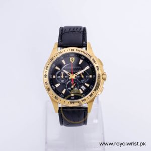 Ferrari Men’s Quartz Black Leather Strap Black Dial 44mm Watch 0830042