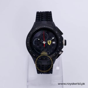 Ferrari Men’s Quartz Black Silicone Strap Black Dial 44mm Watch 830105
