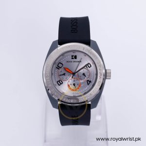 Hugo Boss Men’s Quartz Black Silicone Strap Grey Dial 44mm Watch 1512550/4