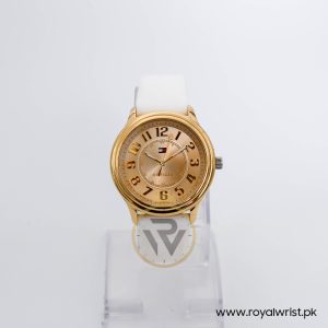Tommy Hilfiger Women’s Quartz White Silicone Strap Gold Dial 40mm Watch 1781673