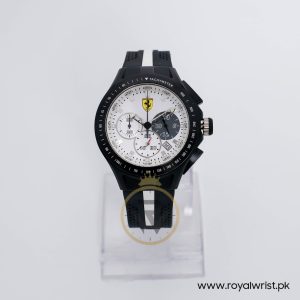 Ferrari Men’s Quartz Black & White Silicone Strap White Dial 44mm Watch 0830024
