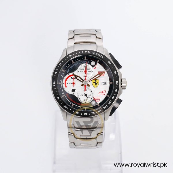 Ferrari Men’s Quartz Silver Stainless Steel Black & White Dial 44mm Watch 0830085