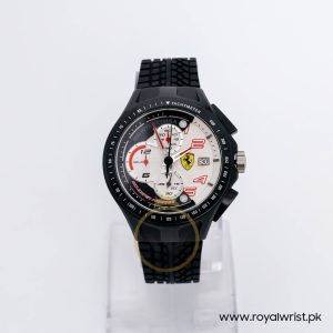 Ferrari Men’s Quartz Black Silicone Strap Black & White Dial 44mm Watch 8300236