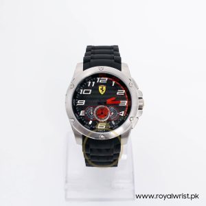 Ferrari Men’s Quartz Black Silicone Strap Black Dial 46mm Watch 830088
