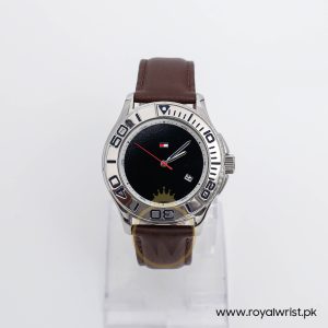 Tommy Hilfiger Men’s Quartz Brown Leather Strap Black Dial 43mm Watch 17909892