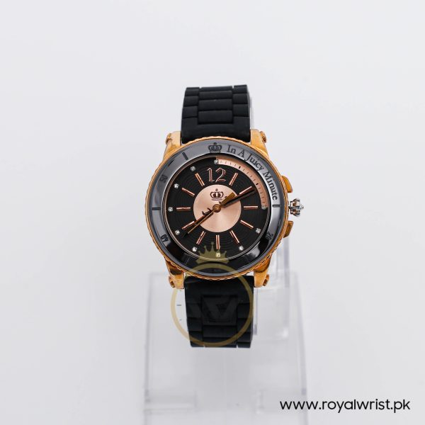 Juicy Couture Women’s Quartz Black Silicone Strap Black & Gold Dial 39mm Watch 1900786