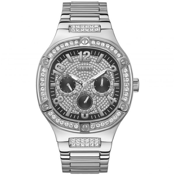 Guess Men’s Quartz Silver Stainless Steel Black Dial 46mm Watch GW0576G1