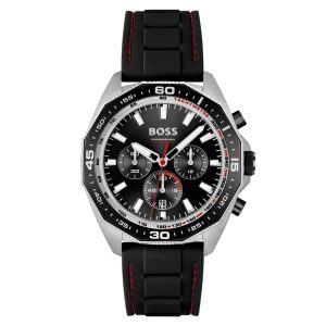 Hugo Boss Men’s Quartz Black Silicone Strap Black Dial 44mm Watch 1513969