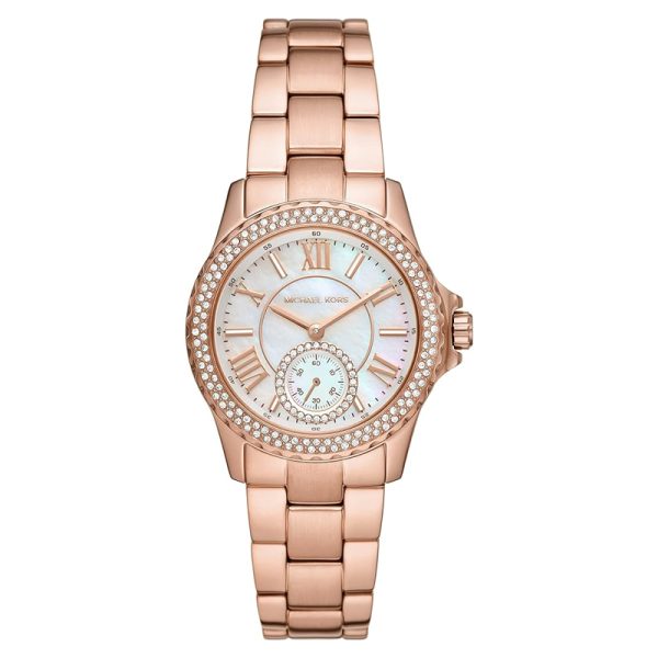Michael Kors Women’s Quartz Rose Gold Stainless Mother Of Pearl Dial 33mm Watch MK7364