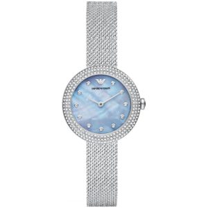 Emporio Armani Women’s Quartz Silver Stainless Steel Mother Of Pearl Dial 30mm Watch AR11380
