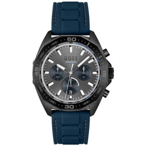 Hugo Boss Men’s Quartz Blue Silicone Strap Grey Dial 44mm Watch 1513972
