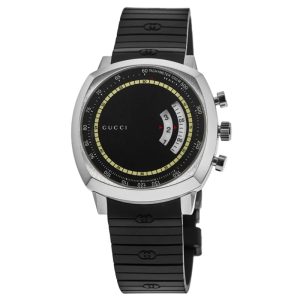 Gucci Men’s Swiss Made Quartz Black Silicone Strap Black Dial 40mm Watch YA157301