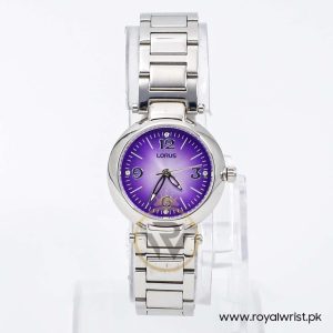 Lorus By Seiko Women’s Quartz Silver Stainless Steel Purple Dial 28mm Watch RRS23sx9