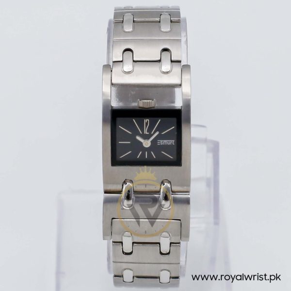 Esmurt Women’s Quartz Silver Stainless Steel Black Dial 22mm Watch SL3038
