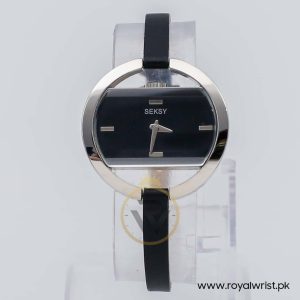 Seksy Women’s Quartz Black Leather Strap Black Dial 35mm Watch 04928