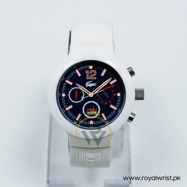 Lacoste Men’s Quartz White Silicone Strap Navy Blue Dial 44mm Watch 2010705