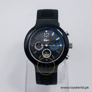 Lacoste Men’s Quartz Black Silicone Strap Grey & Black Dial 44mm Watch 2010706