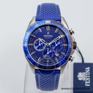 Festina Men’s Quartz Navy Blue Leather Strap Navy Blue Dial 44mm Watch FS20377/4