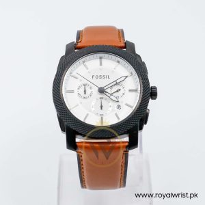 Fossil Men’s Quartz Brown Leather Strap White Dial 45mm Watch FS4552/2