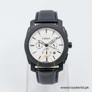 Fossil Men’s Quartz Black Leather Strap White Dial 45mm Watch FS4552
