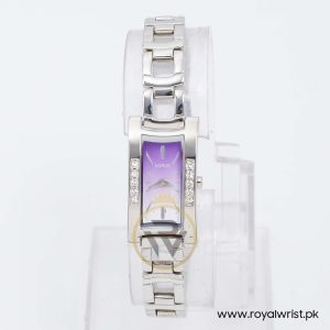 Lorus By Seiko Women’s Quartz Silver Stainless Steel Purple & White Dial 16mm Watch 1N00X213