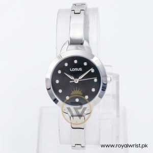Lorus By Seiko Women’s Quartz Silver Stainless Steel Black Dial 30mm Watch RG237X9