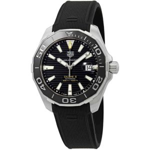 Tag Heuer Aquaracer Men’s Automatic Swiss Made Black Silicone Strap Black Dial 43mm Watch WAY201A.FT6142