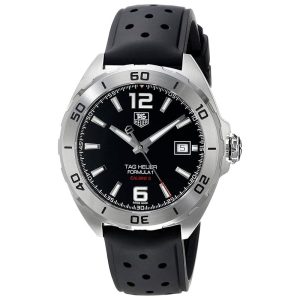 Tag Heuer Formula 1 Men’s Automatic Swiss Made Black Silicone Strap Black Dial 41mm Watch WAZ2113.FT8023