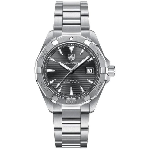 Tag Heuer Aquaracer Men’s Automatic Swiss Made Silver Stainless Steel Grey Dial 41mm Watch WAY2113.BA0928