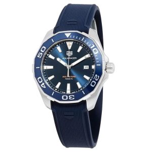Tag Heuer Aquaracer Men’s Quartz Swiss Made Blue Silicone Strap Blue Dial 43mm Watch WAY101C.FT6153
