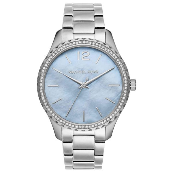 Michael Kors Women’s Quartz Silver Stainless Steel Blue Mother Of Pearl Dial 38mm Watch MK6847