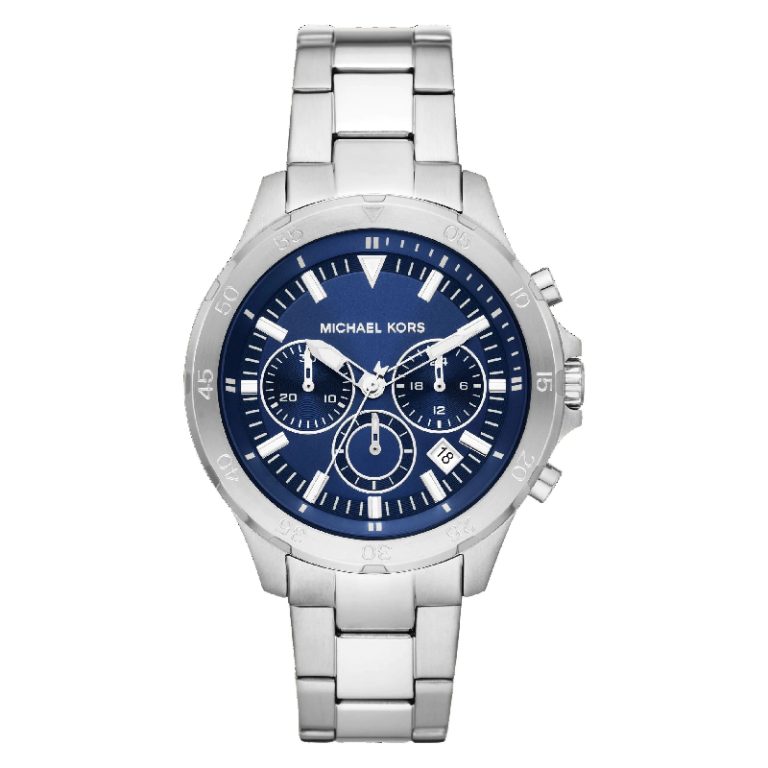 Michael Kors Men’s Quartz Silver Stainless Steel Blue Dial 43mm Watch ...