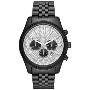 Michael Kors Men’s Quartz Black Stainless Steel Silver Dial 45mm Watch MK8605