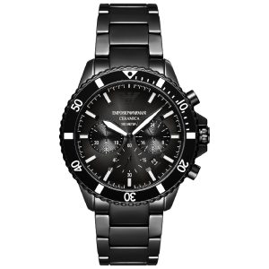 Emporio Armani Men’s Quartz Black Ceramic Chain Black Dial 43mm Watch AR70010