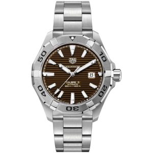 Tag Heuer Aquaracer Men’s Automatic Swiss Made Silver Stainless Steel Brown Dial 43mm Watch WAY2018.BA0927