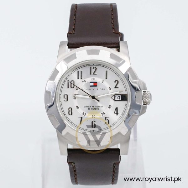 Tommy Hilfiger Men’s Quartz Brown Leather Strap Silver Dial 41mm Watch F90292