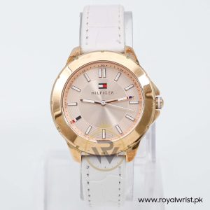 Tommy Hilfiger Women’s Quartz White Leather Strap Rose Gold Dial 38mm Watch 1781432